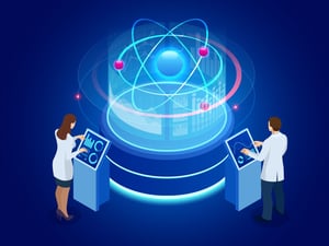 Illustration of two scientist working.