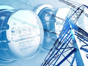 Close up of power meter and power line.