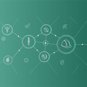 Abstract background with SMR and safety icons.